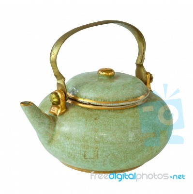 Old Teapot Isolated Stock Photo