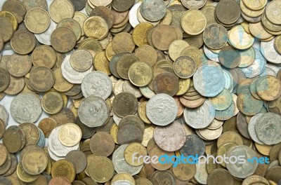 Old Thai Coins Stock Photo