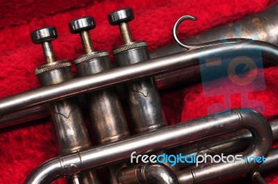 Old Trumpet Valve Stock Photo