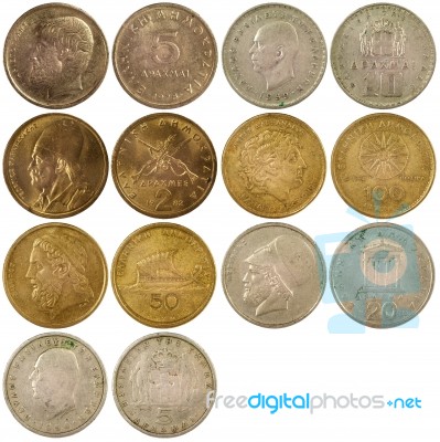 Old Vintage Coins Of Greece Stock Photo