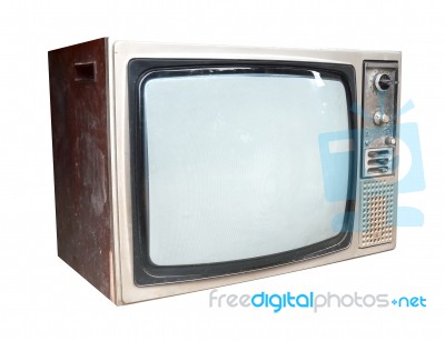 Old Vintage Tv Isolated Stock Photo