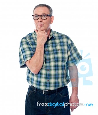 Old Wise Guy Thinking Stock Photo