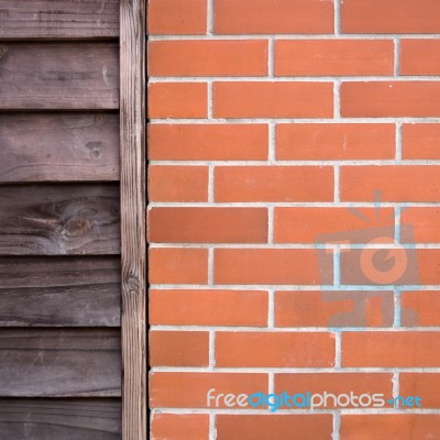 Old Wood And Brick Wall Stock Photo