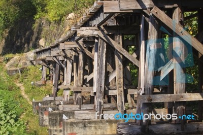 Old Wood Structure Of Dead Railways Bridge Important Landmark An… Stock Photo