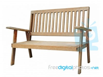 Old Wooden Bench Isolated On White Background Stock Photo