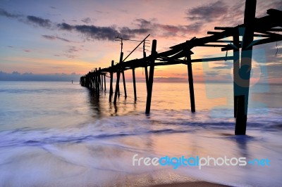 Old Wooden Bridge Stock Photo