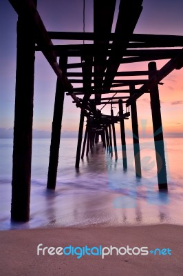 Old Wooden Bridge Stock Photo