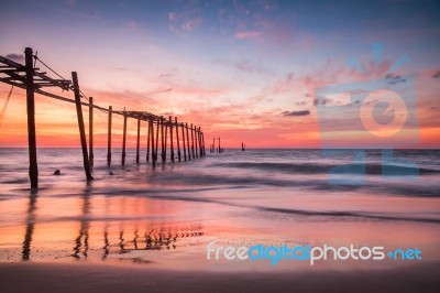 Old Wooden Bridge Stock Photo