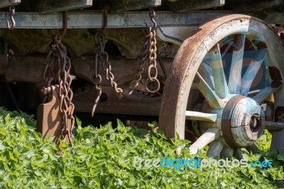 Old Wooden Cart In The Hayshed At St Fagans National History Mus… Stock Photo