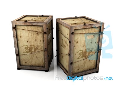 Old Wooden Crates On White Backgrounds Stock Image