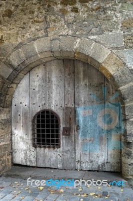 Old Wooden Door In Rothenburg Stock Photo