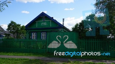 Old Wooden House In Russia Countryside Stock Photo