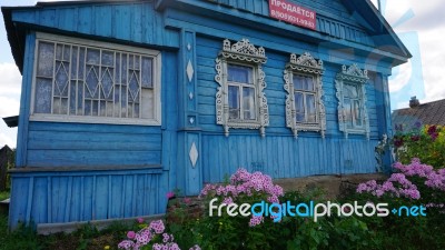 Old Wooden House In Russia Countryside Stock Photo