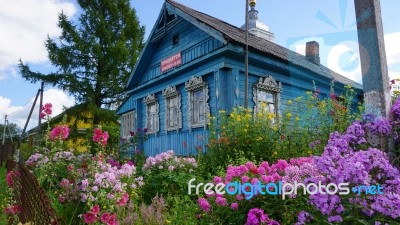 Old Wooden House In Russia Countryside Stock Photo