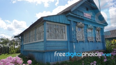 Old Wooden House In Russia Countryside Stock Photo