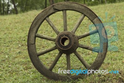 Old Wooden Wheel Stock Photo