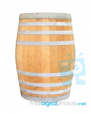 Old Wooden Wine Barrel Iron Ring On White Background Stock Photo