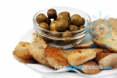 Olives And Pate Stock Photo