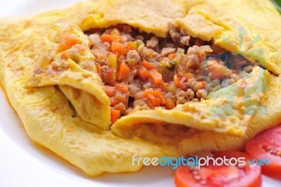 Omelet With Herbs Stock Photo