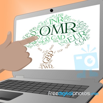 Omr Currency Indicates Omani Rials And Foreign Stock Image