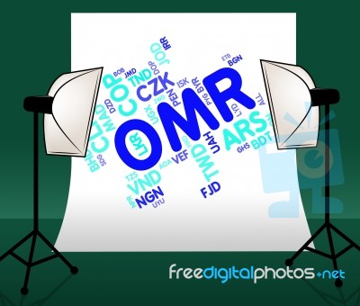 Omr Currency Means Oman Rials And Coin Stock Image