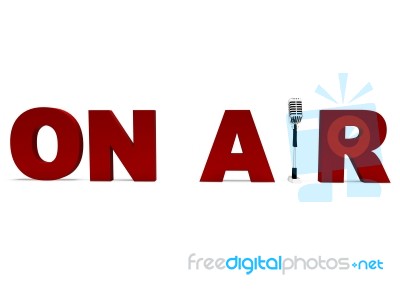 On Air Microphone Shows Broadcast Studio Or Live Radio Stock Image