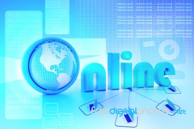 On-line Illustration With Globe Stock Image