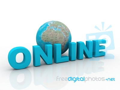 On-line Illustration With Globe  Stock Image