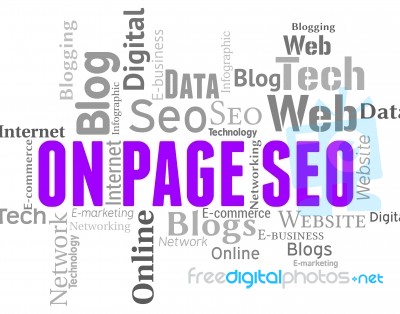 On Page Seo Means Search Engine And Dialogue Stock Image