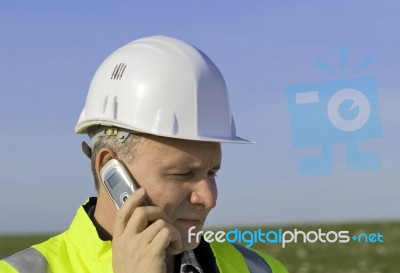 On Phone Stock Photo