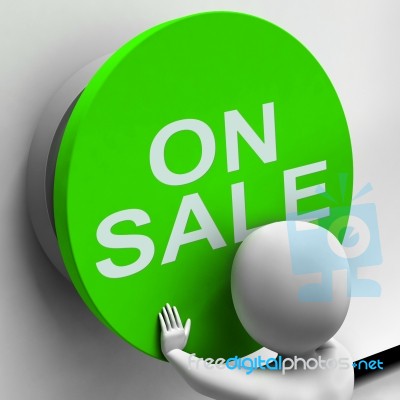 On Sale Button Means Reduced Price And Bargain Stock Image