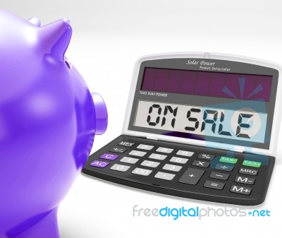 On Sale Calculator Shows Price Cut And Saving Stock Image