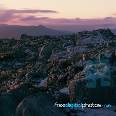 On Top Of Mount Wellington In Hobart, Tasmania During The Day Stock Photo