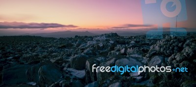 On Top Of Mount Wellington In Hobart, Tasmania During The Day Stock Photo