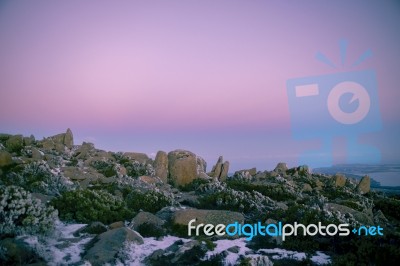 On Top Of Mount Wellington In Hobart, Tasmania During The Day Stock Photo