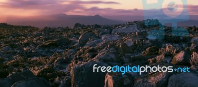 On Top Of Mount Wellington In Hobart, Tasmania During The Day Stock Photo