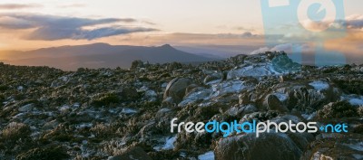 On Top Of Mount Wellington In Hobart, Tasmania During The Day Stock Photo