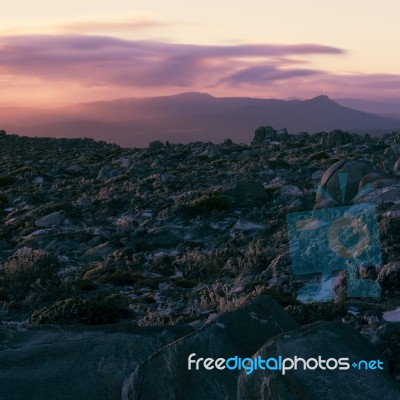 On Top Of Mount Wellington In Hobart, Tasmania During The Day Stock Photo