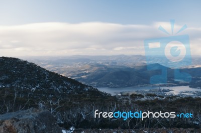 On Top Of Mount Wellington In Hobart, Tasmania During The Day Stock Photo