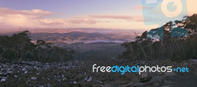 On Top Of Mount Wellington In Hobart, Tasmania During The Day Stock Photo