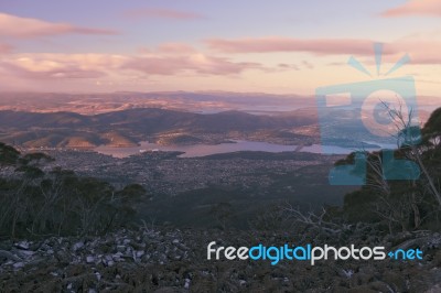 On Top Of Mount Wellington In Hobart, Tasmania During The Day Stock Photo