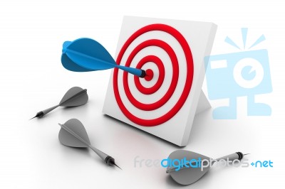 One Dart Hitting The Target Stock Image