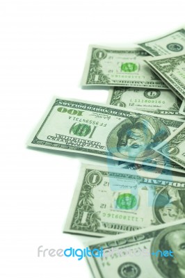 One Hundred Dollars And One Dollars Pile As Background Stock Photo