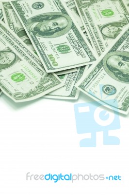 One Hundred Dollars And One Dollars Pile As Background Stock Photo