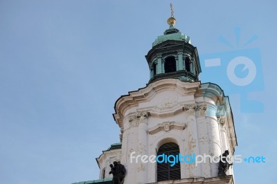 One Of The Towers Of St Nicholas Church In Prague Stock Photo