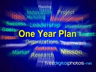 One Year Plan Brainstorm Displays Goals For Next Year Stock Image