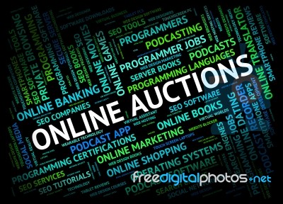 Online Auctions Indicating World Wide Web And Website Stock Image