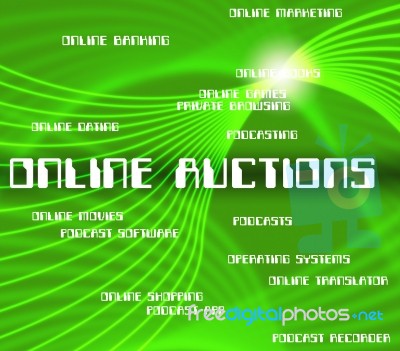 Online Auctions Shows World Wide Web And Websites Stock Image