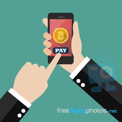 Online Bitcoin Payment Concept Stock Image