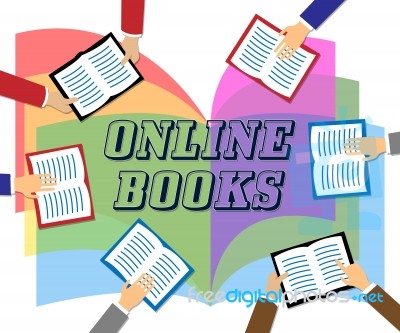 Online Books Represents Searching Web And Network Stock Image